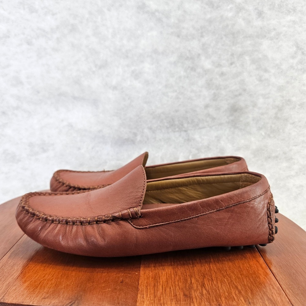 Lands End Leather Driving Loafers Moccasins Brown Slip On Shoes Mens Size 4 - Picture 4 of 9
